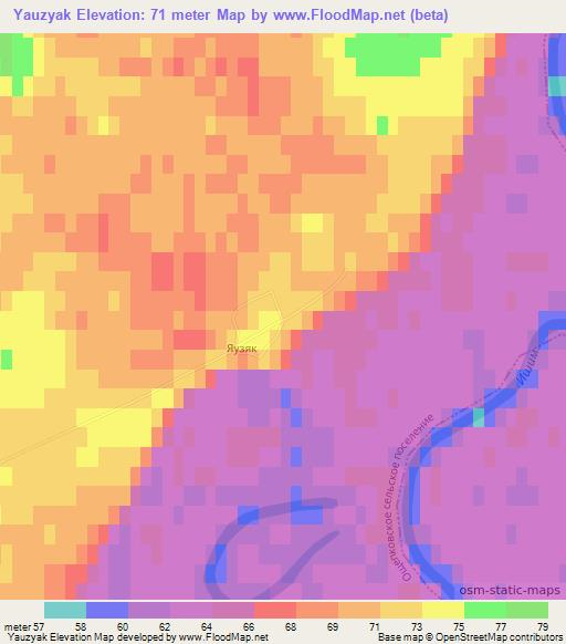 Yauzyak,Russia Elevation Map