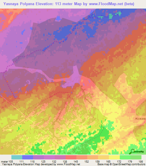 Yasnaya Polyana,Russia Elevation Map