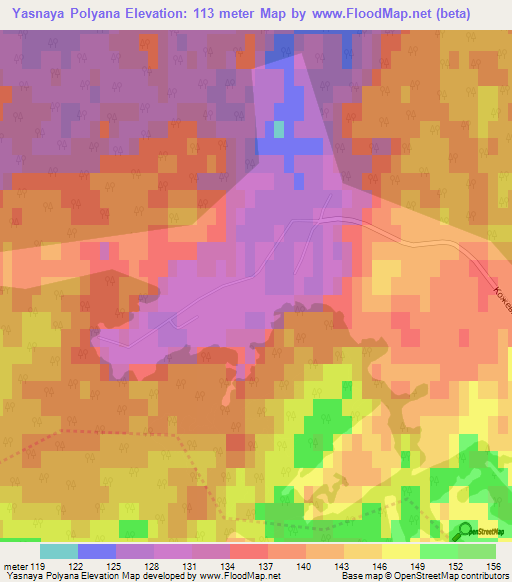 Yasnaya Polyana,Russia Elevation Map