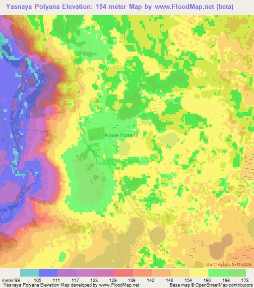 Yasnaya Polyana,Russia Elevation Map