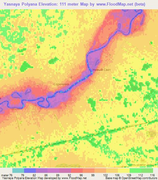 Yasnaya Polyana,Russia Elevation Map