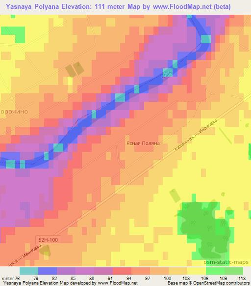 Yasnaya Polyana,Russia Elevation Map