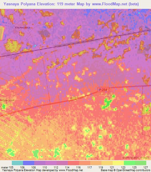 Yasnaya Polyana,Russia Elevation Map