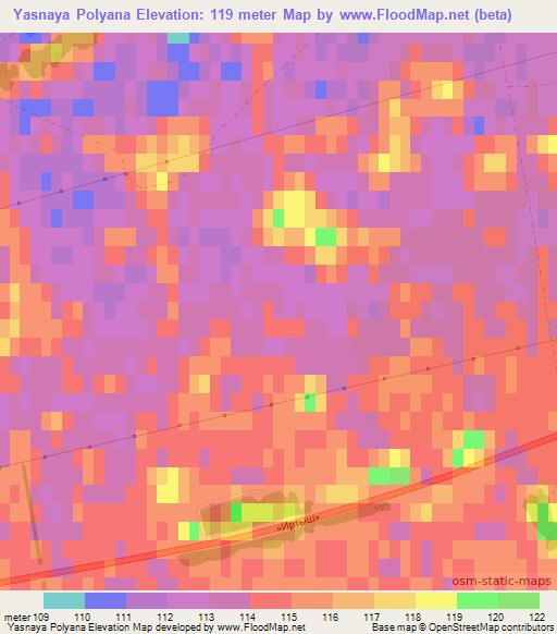Yasnaya Polyana,Russia Elevation Map