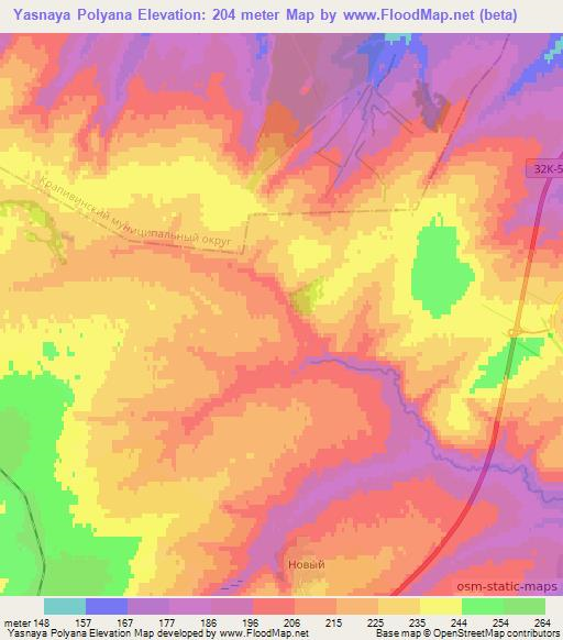 Yasnaya Polyana,Russia Elevation Map