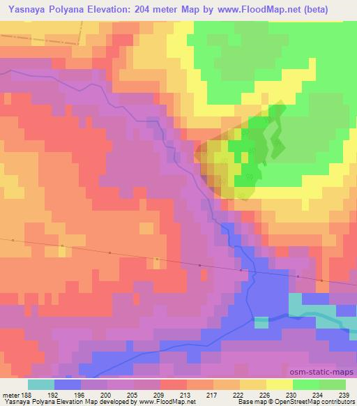 Yasnaya Polyana,Russia Elevation Map