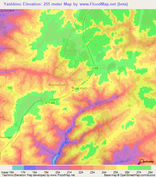 Yashkino,Russia Elevation Map