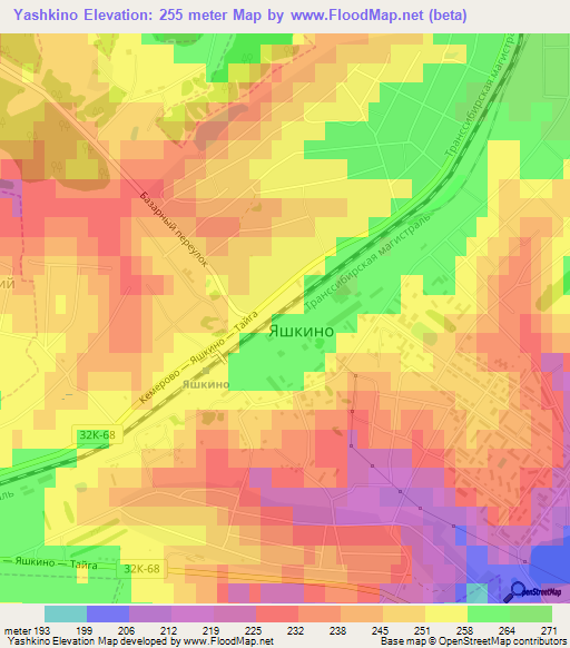 Yashkino,Russia Elevation Map