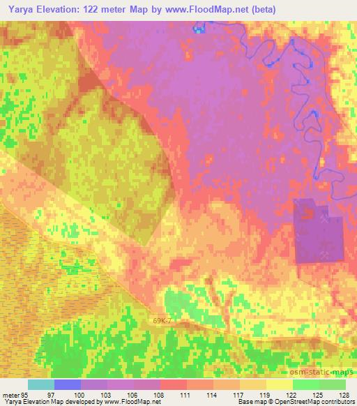 Yarya,Russia Elevation Map