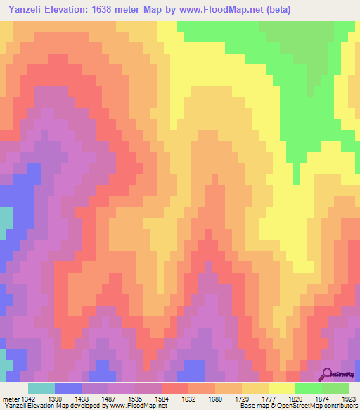 Yanzeli,Russia Elevation Map