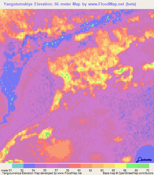 Yangutumskiye,Russia Elevation Map