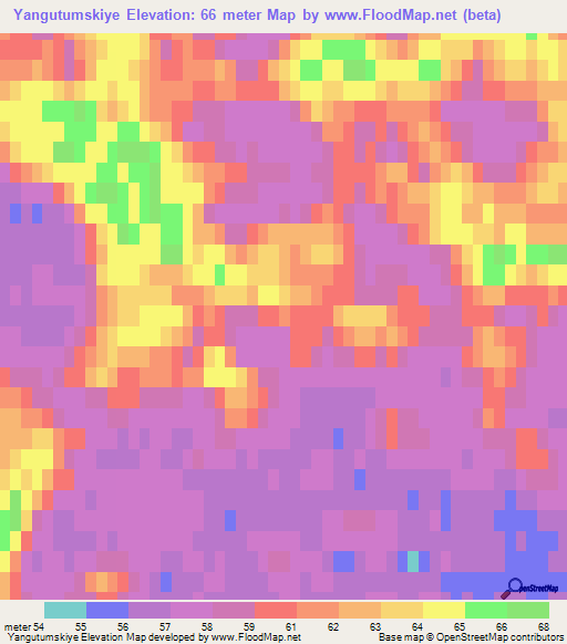 Yangutumskiye,Russia Elevation Map