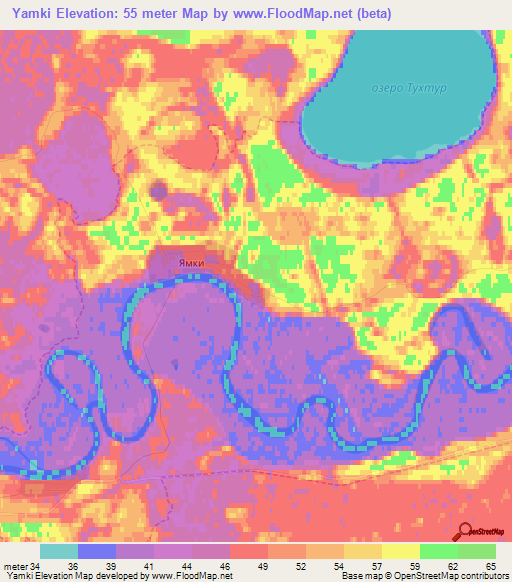 Yamki,Russia Elevation Map