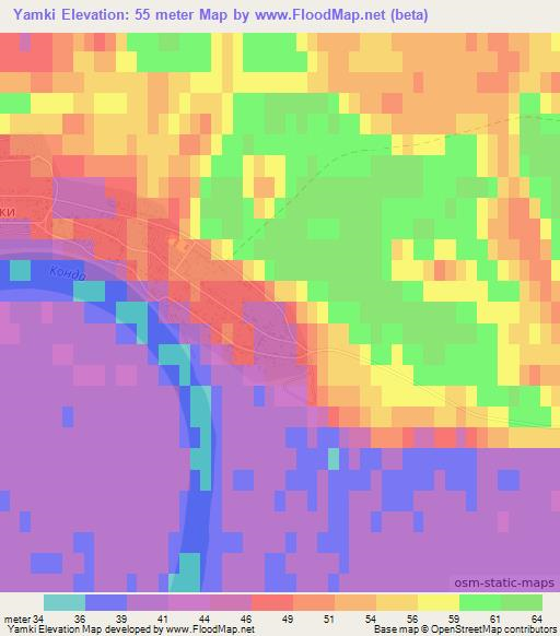 Yamki,Russia Elevation Map