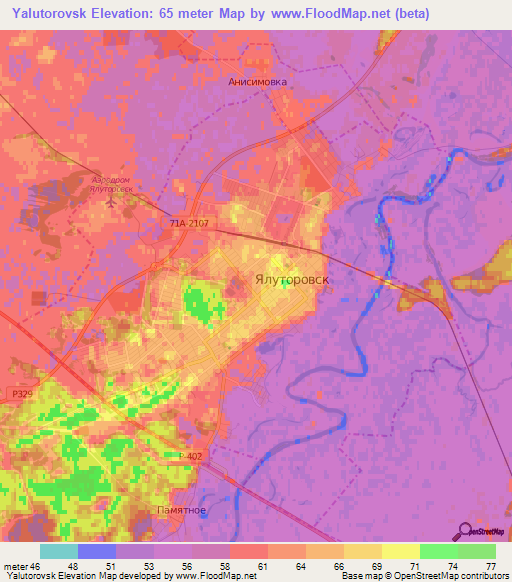 Yalutorovsk,Russia Elevation Map