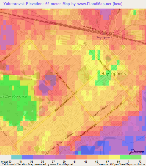 Yalutorovsk,Russia Elevation Map