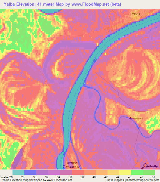 Yalba,Russia Elevation Map