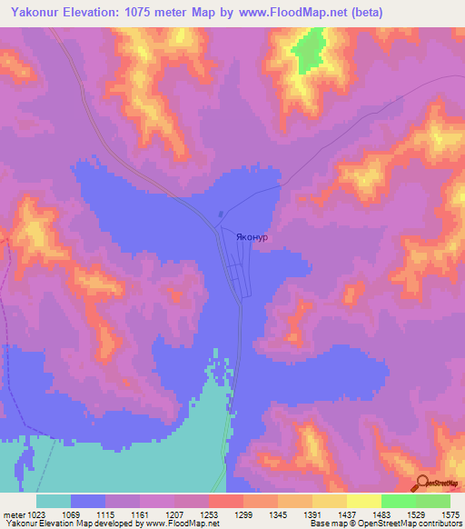 Yakonur,Russia Elevation Map