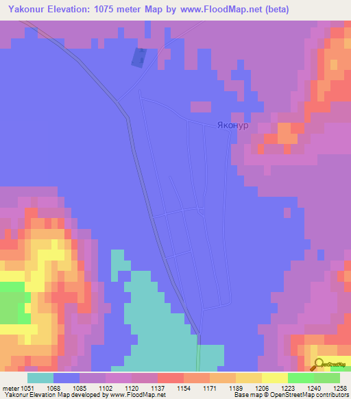 Yakonur,Russia Elevation Map