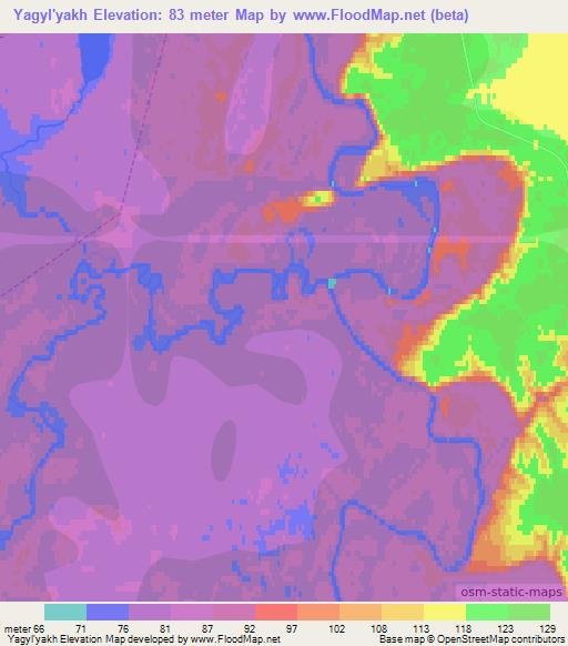 Yagyl'yakh,Russia Elevation Map