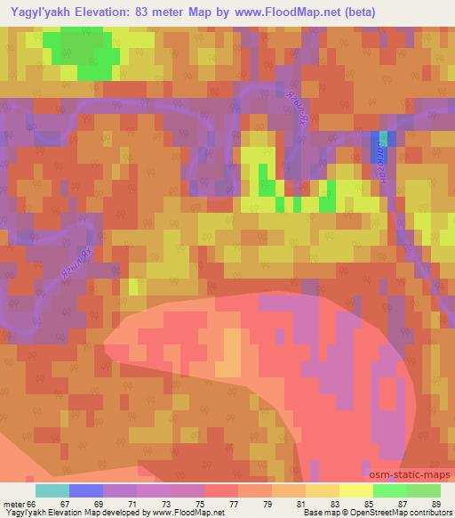 Yagyl'yakh,Russia Elevation Map