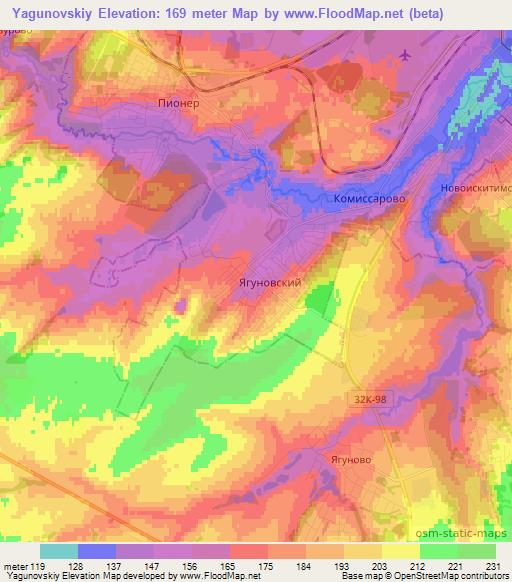 Yagunovskiy,Russia Elevation Map