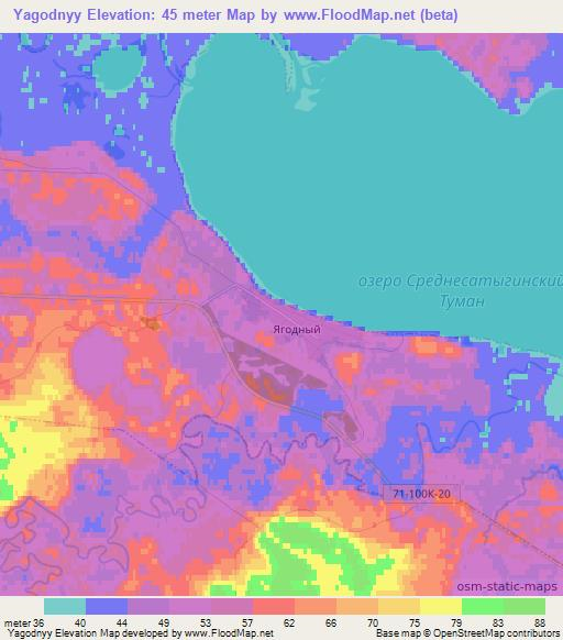 Yagodnyy,Russia Elevation Map