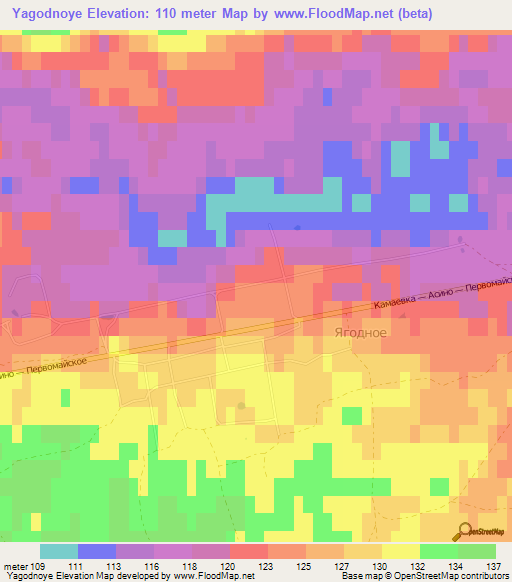 Yagodnoye,Russia Elevation Map