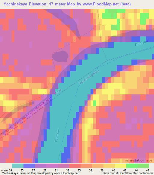 Yachinskaya,Russia Elevation Map