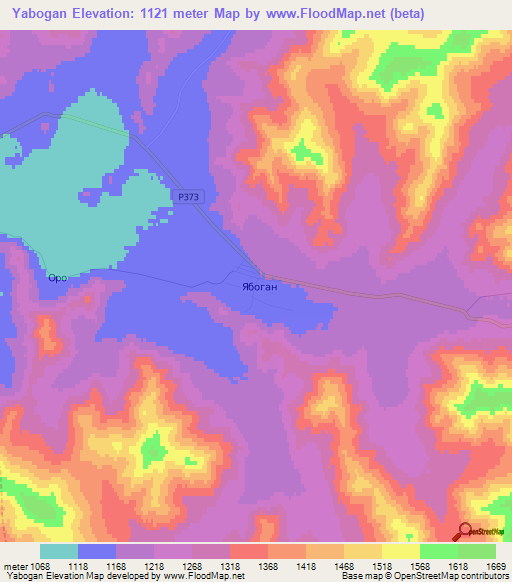 Yabogan,Russia Elevation Map