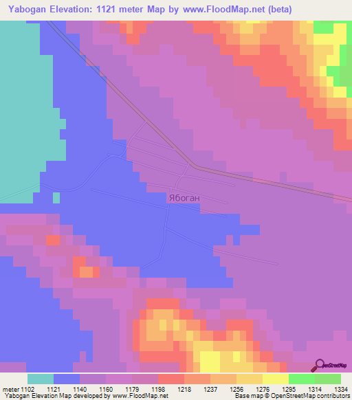 Yabogan,Russia Elevation Map