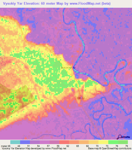 Vysokiy Yar,Russia Elevation Map