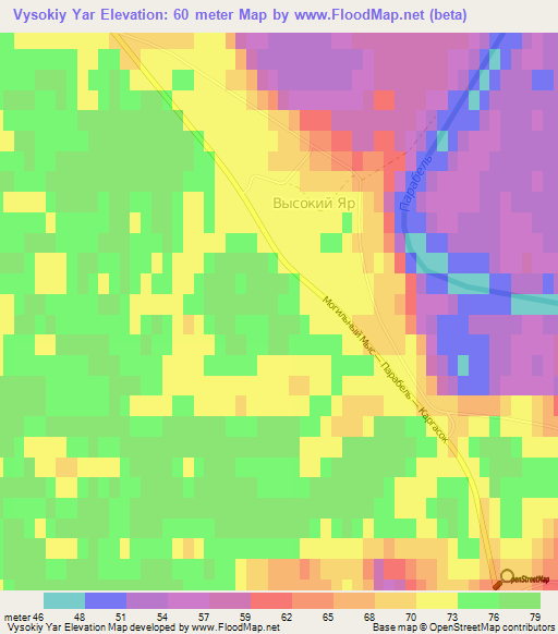 Vysokiy Yar,Russia Elevation Map