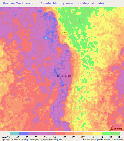 Vysokiy Yar,Russia Elevation Map