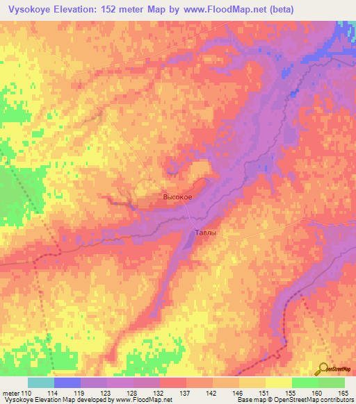 Vysokoye,Russia Elevation Map