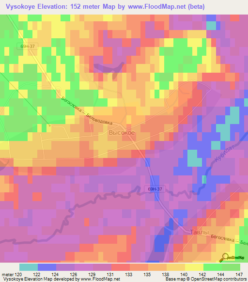 Vysokoye,Russia Elevation Map