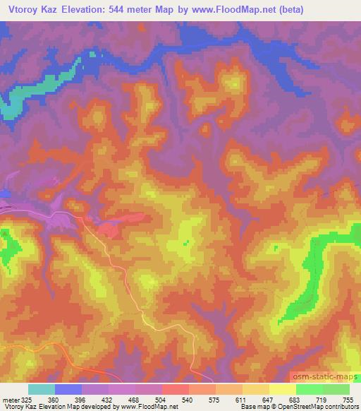 Vtoroy Kaz,Russia Elevation Map