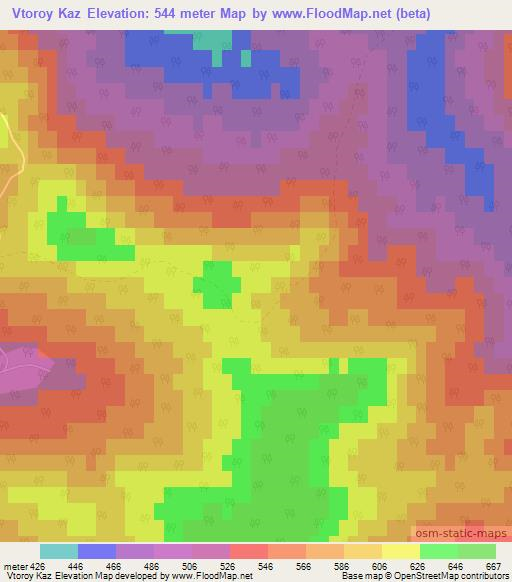 Vtoroy Kaz,Russia Elevation Map