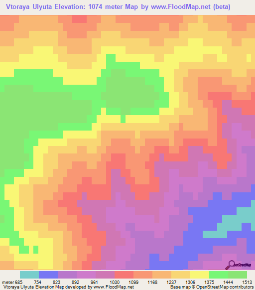 Vtoraya Ulyuta,Russia Elevation Map