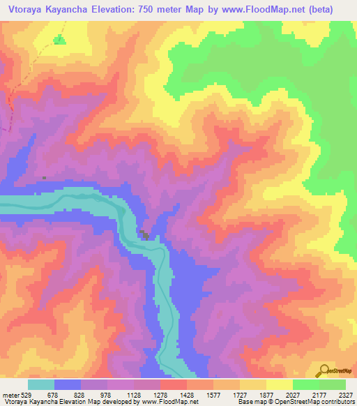 Vtoraya Kayancha,Russia Elevation Map