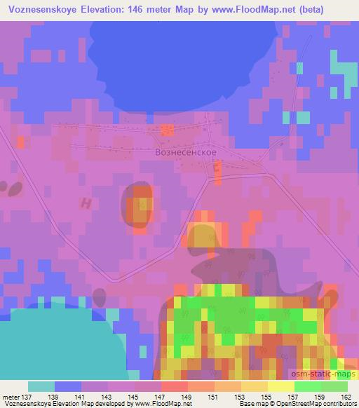 Voznesenskoye,Russia Elevation Map