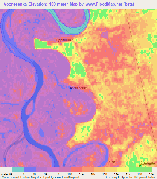 Voznesenka,Russia Elevation Map