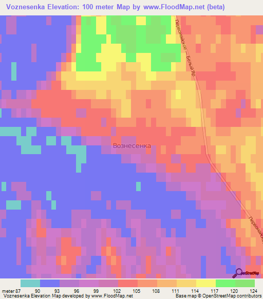 Voznesenka,Russia Elevation Map
