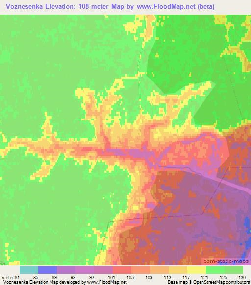 Voznesenka,Russia Elevation Map