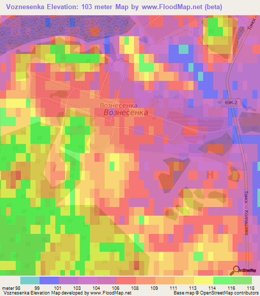 Voznesenka,Russia Elevation Map