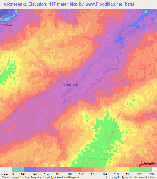 Voznesenka,Russia Elevation Map