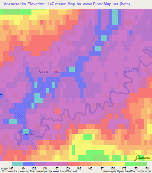 Voznesenka,Russia Elevation Map