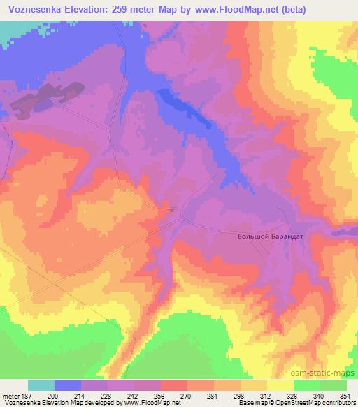 Voznesenka,Russia Elevation Map