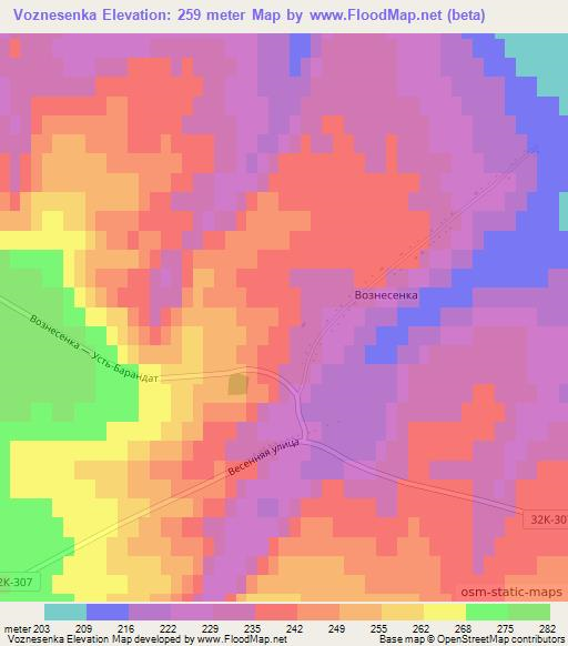 Voznesenka,Russia Elevation Map