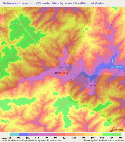 Votinovka,Russia Elevation Map